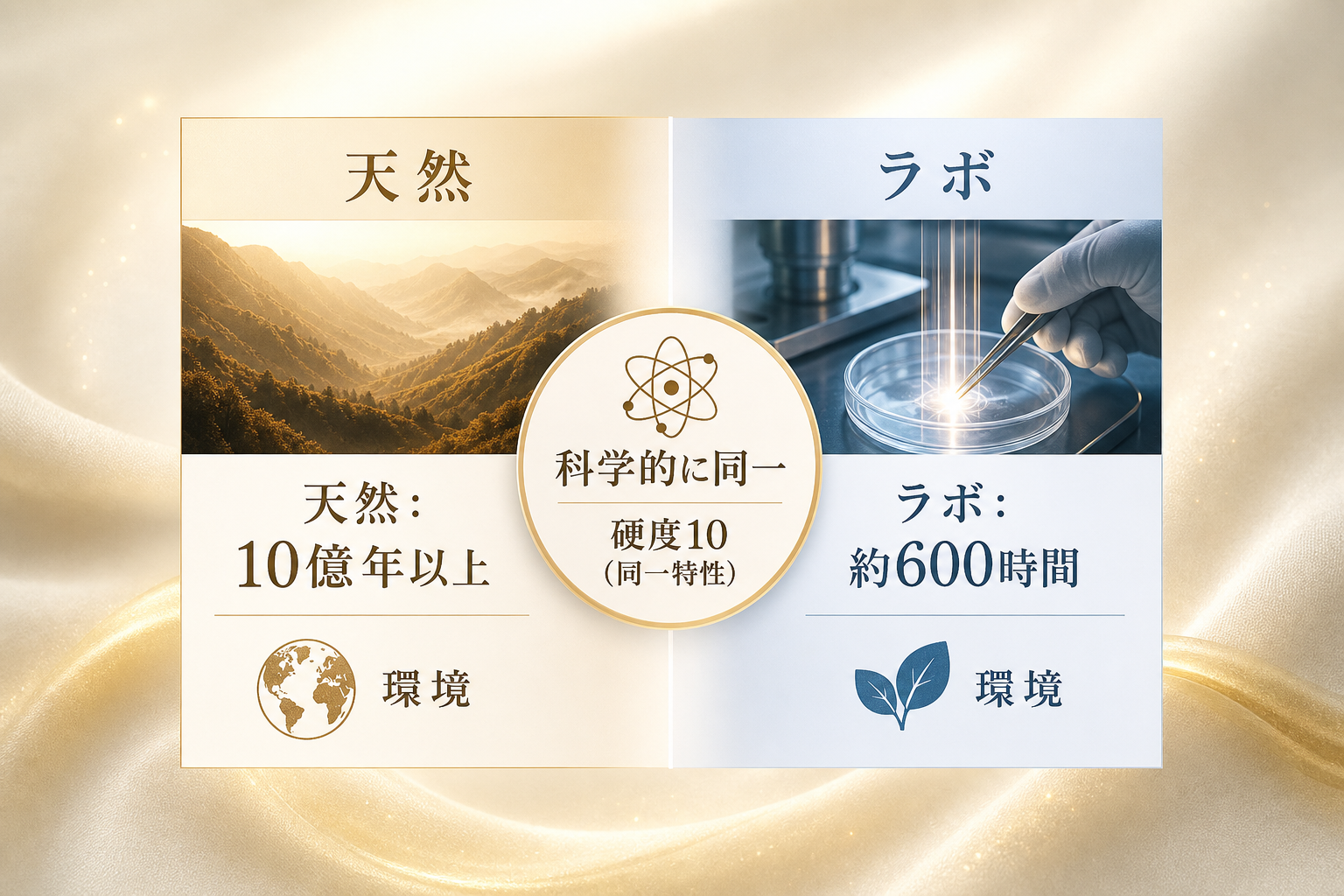 ラボグロウンダイヤモンドと天然ダイヤモンドの科学的な違いとは何か?